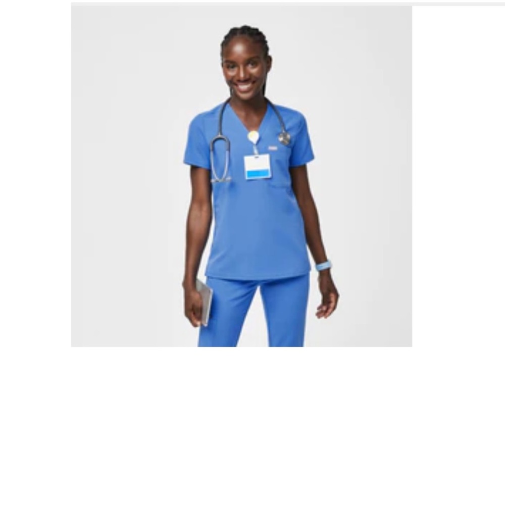 FIGS cerulean blue scrubs XS top XS long pants